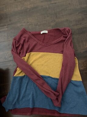 Jockey Colorblock V-Neck Sweater - Burgundy, Mustard & Blue